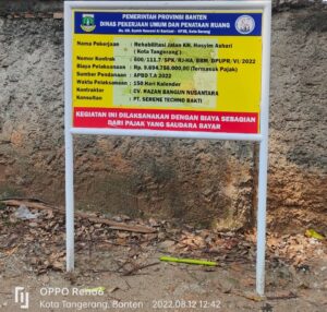 Proyek Rehabilitasi Jl.KH.Hasyim Azhari Kota Tangerang Mangkrak, Dinas PUPR Banten Enggan Berkomentar.