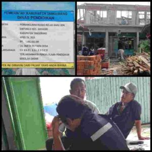 Diduga pekerjaan proyek SDN Gintung II ada indikasi Mengurangi bahan bangunan.